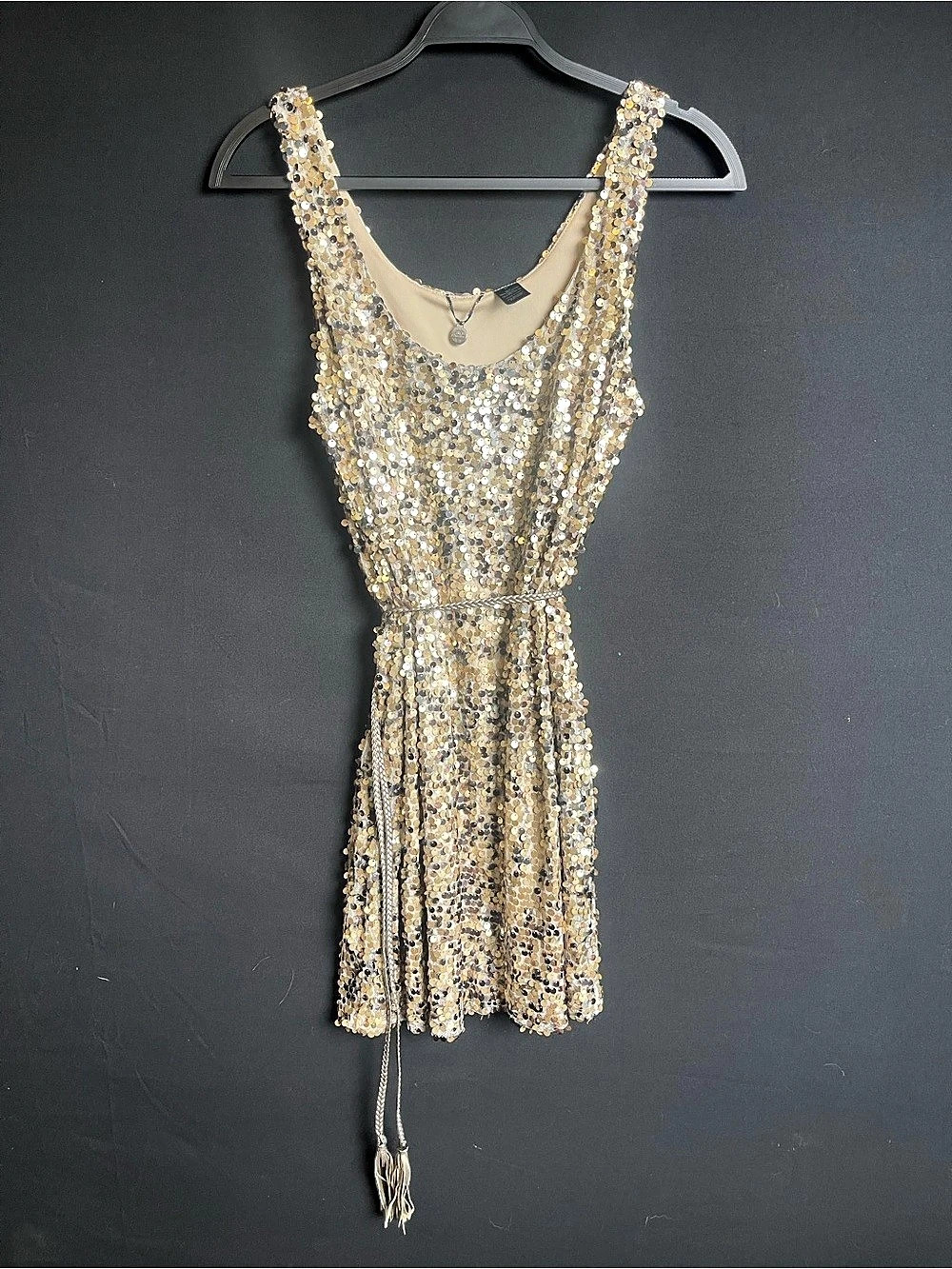 BKE Boutique Sequin Mini Dress in Gold & Silver